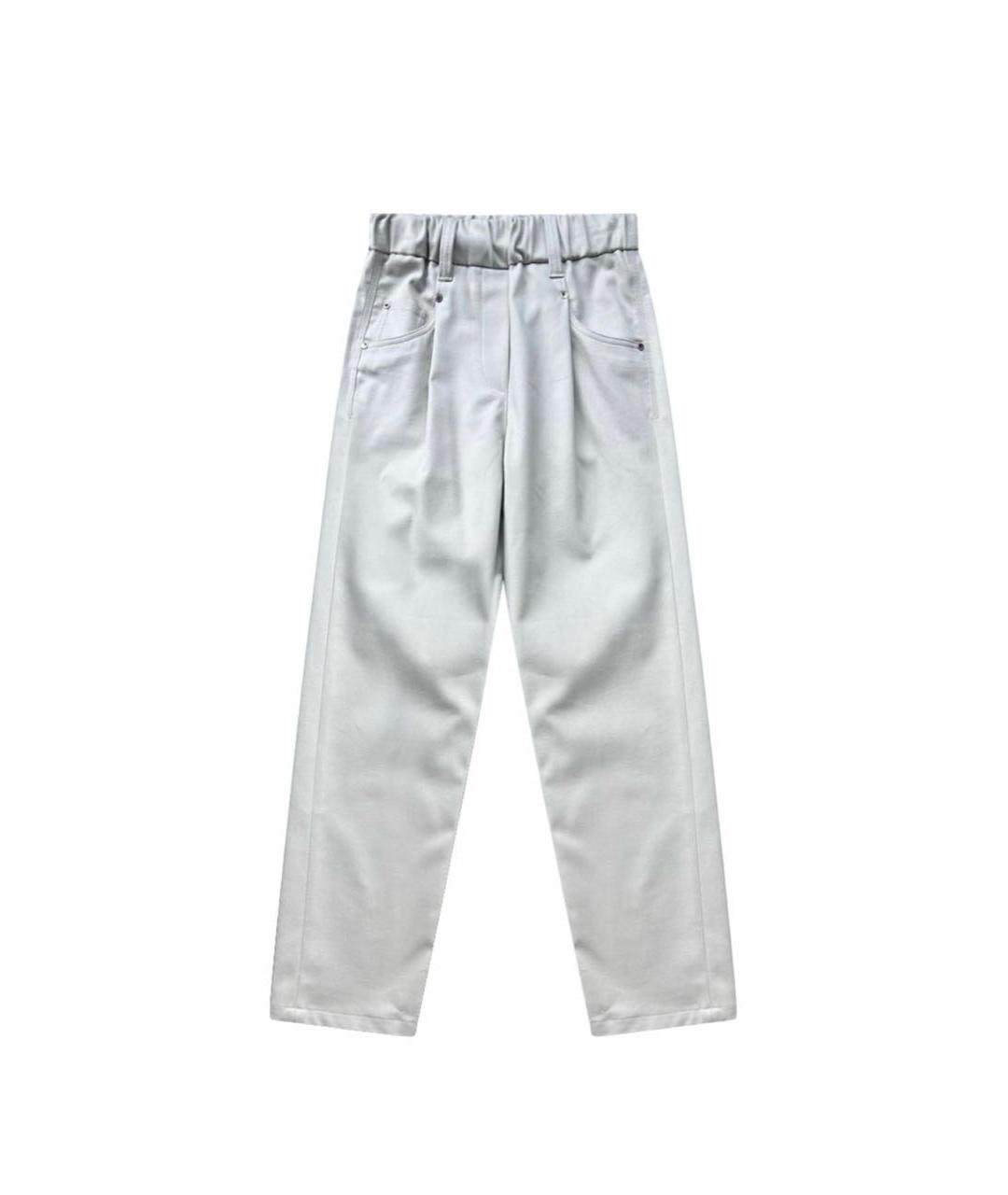 BRUNELLO CUCINELLI Бежевые хлопковые прямые брюки, фото 6