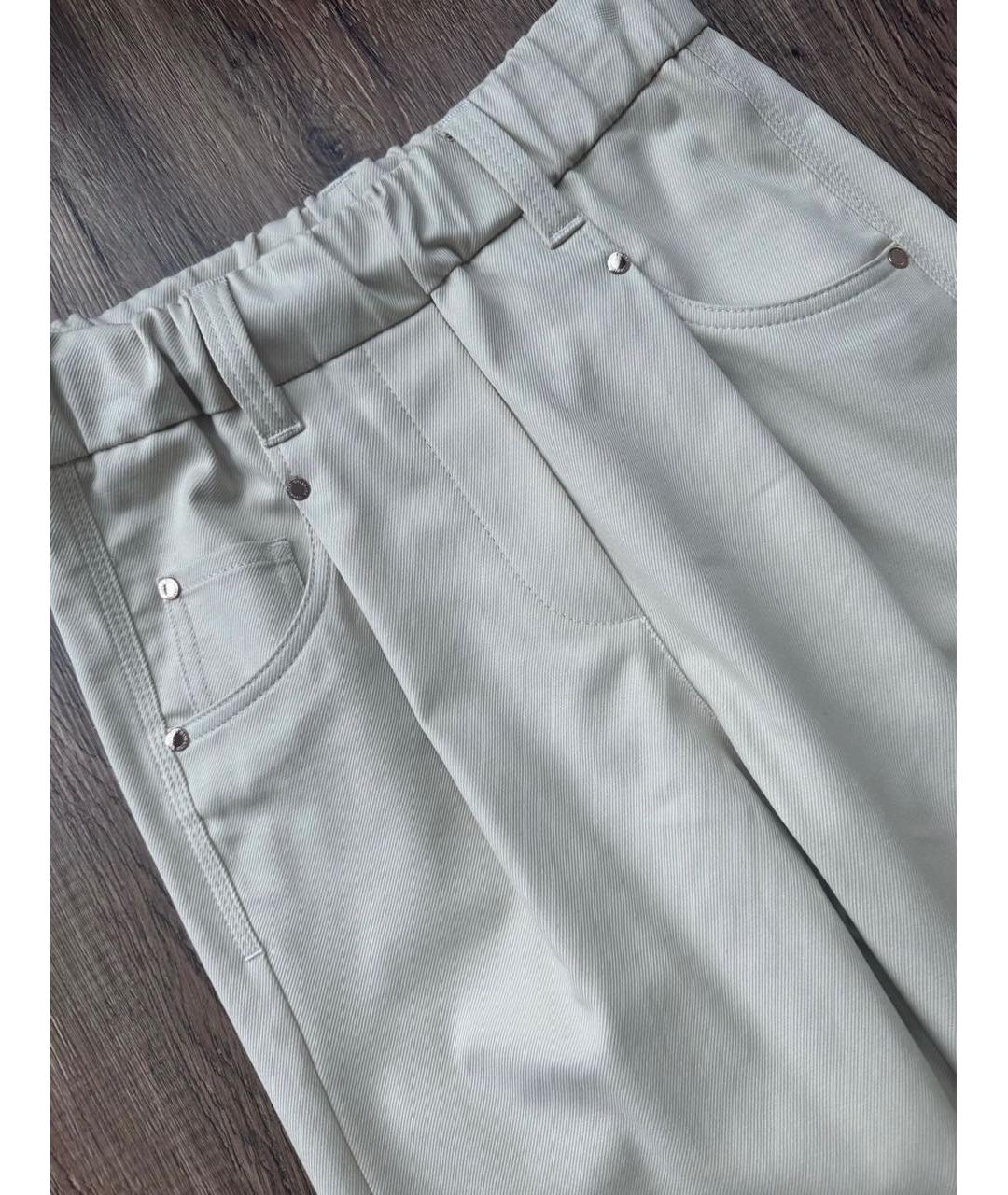 BRUNELLO CUCINELLI Бежевые хлопковые прямые брюки, фото 4