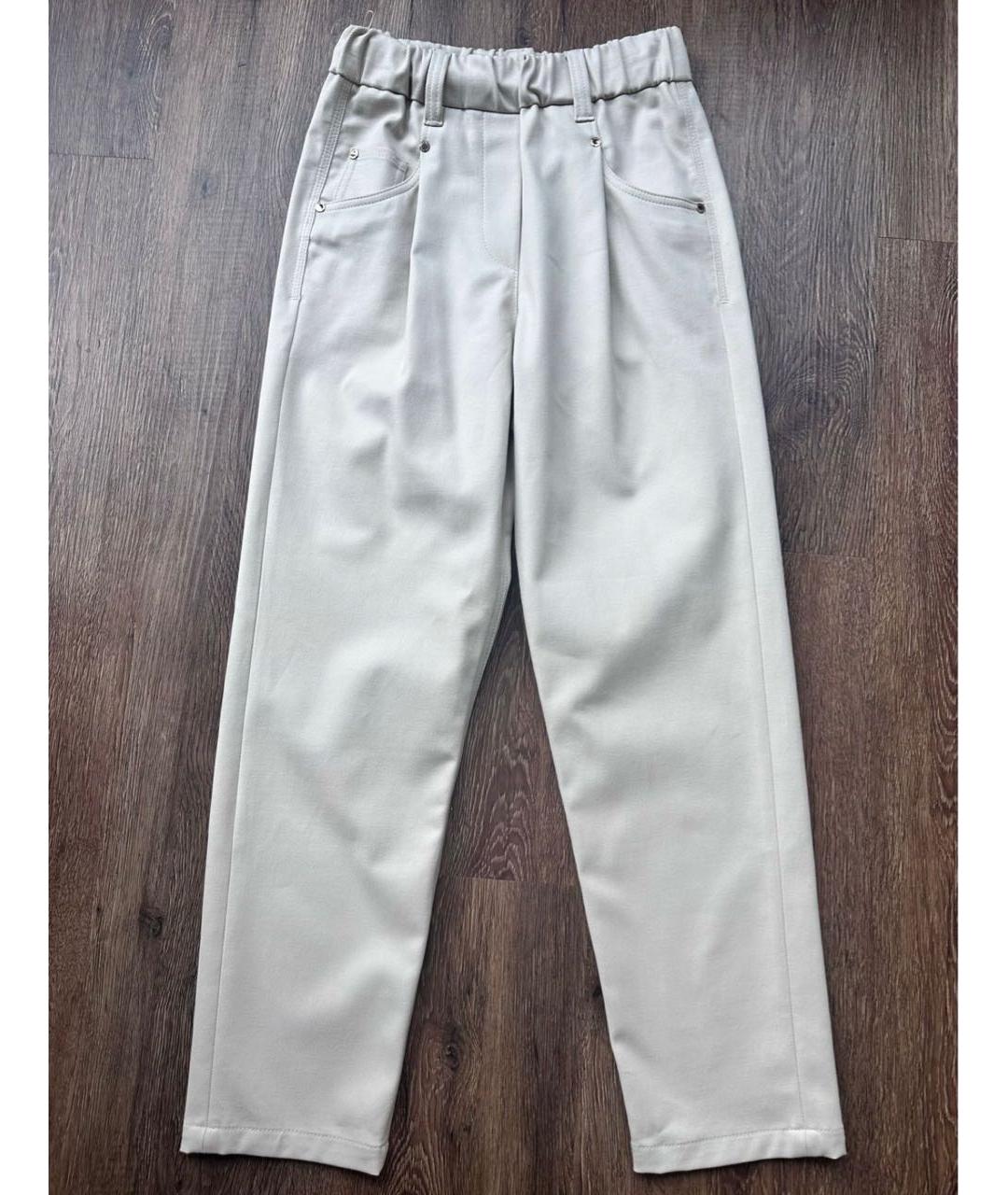 BRUNELLO CUCINELLI Бежевые хлопковые прямые брюки, фото 2