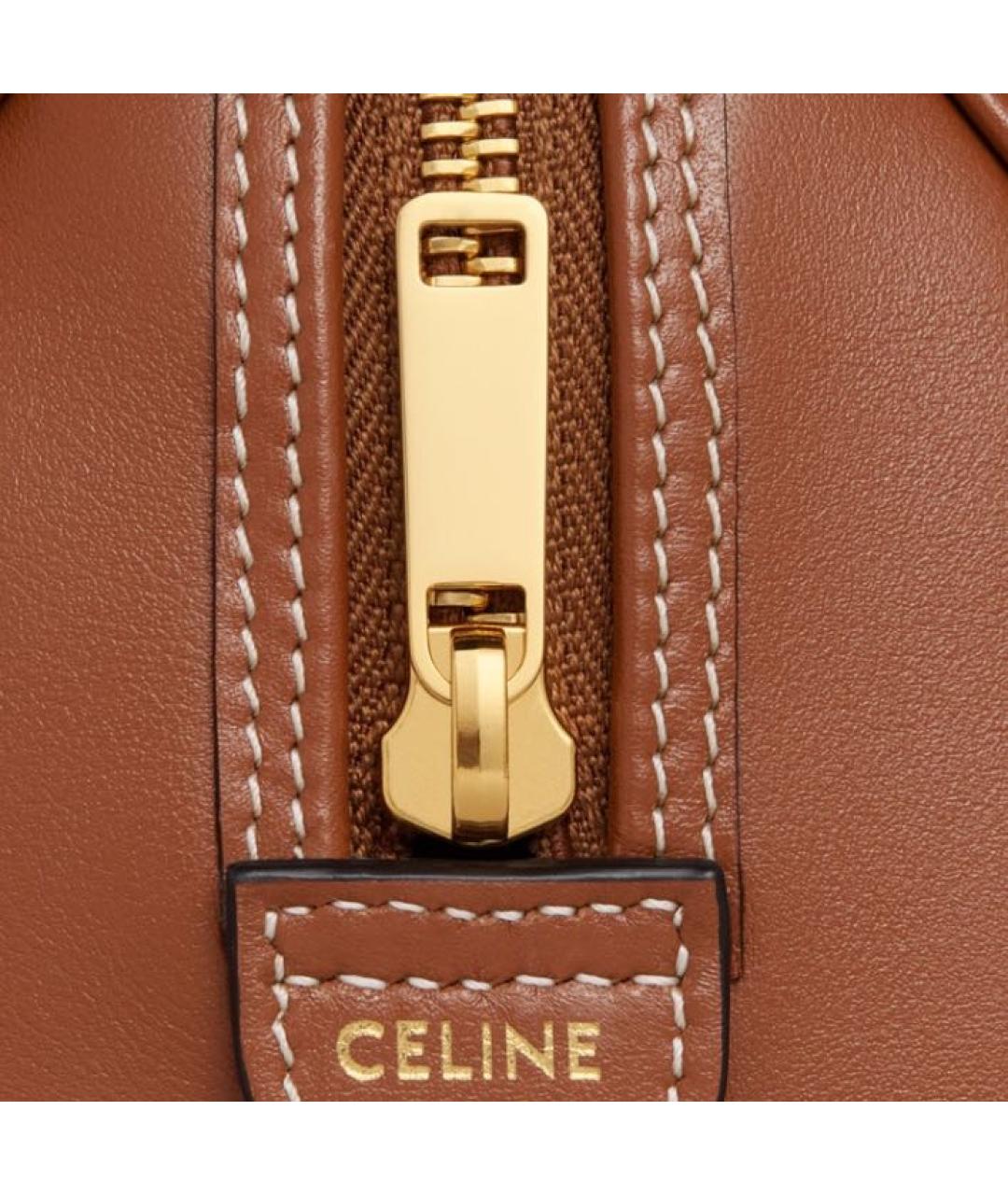 CELINE Коричневая кожаная сумка с короткими ручками, фото 4