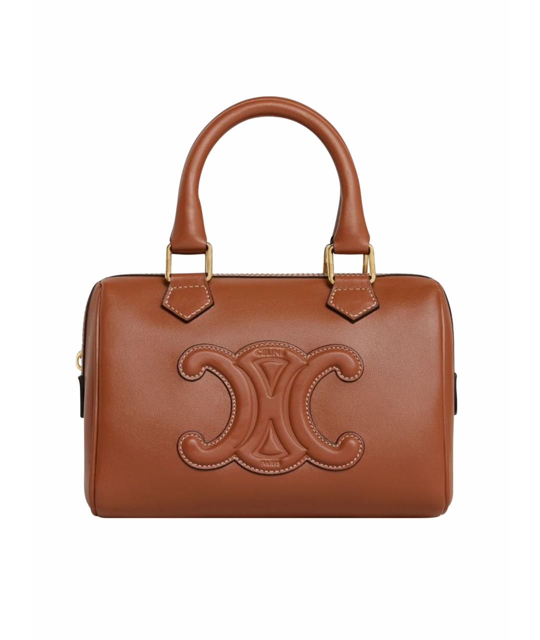 CELINE Коричневая кожаная сумка с короткими ручками, фото 1