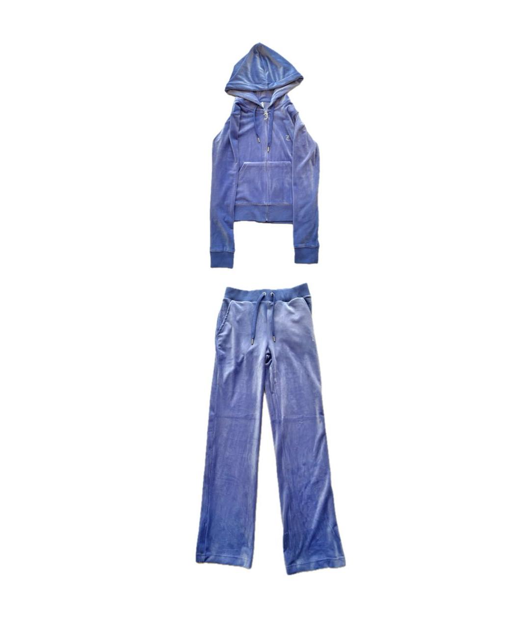 JUICY COUTURE Голубой велюровый спортивные костюмы, фото 9