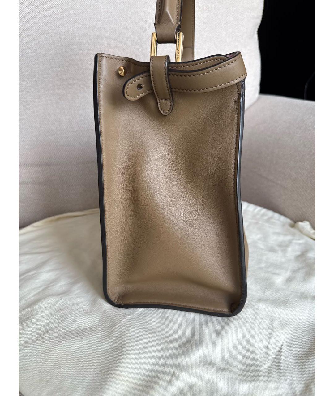 FENDI Коричневая кожаная сумка тоут, фото 4