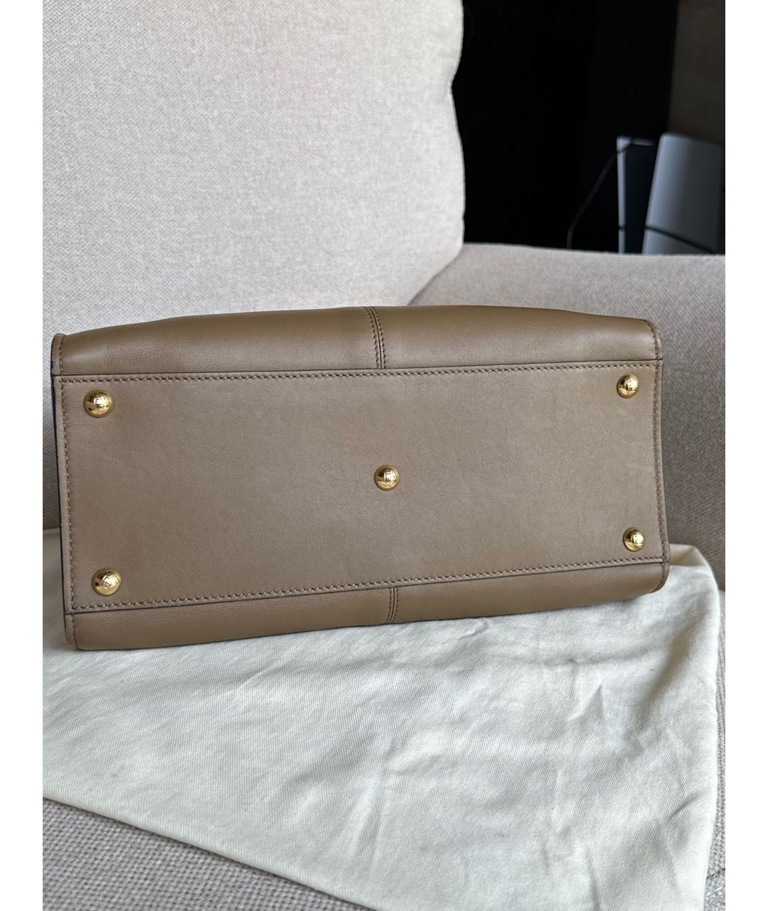 FENDI Коричневая кожаная сумка тоут, фото 7