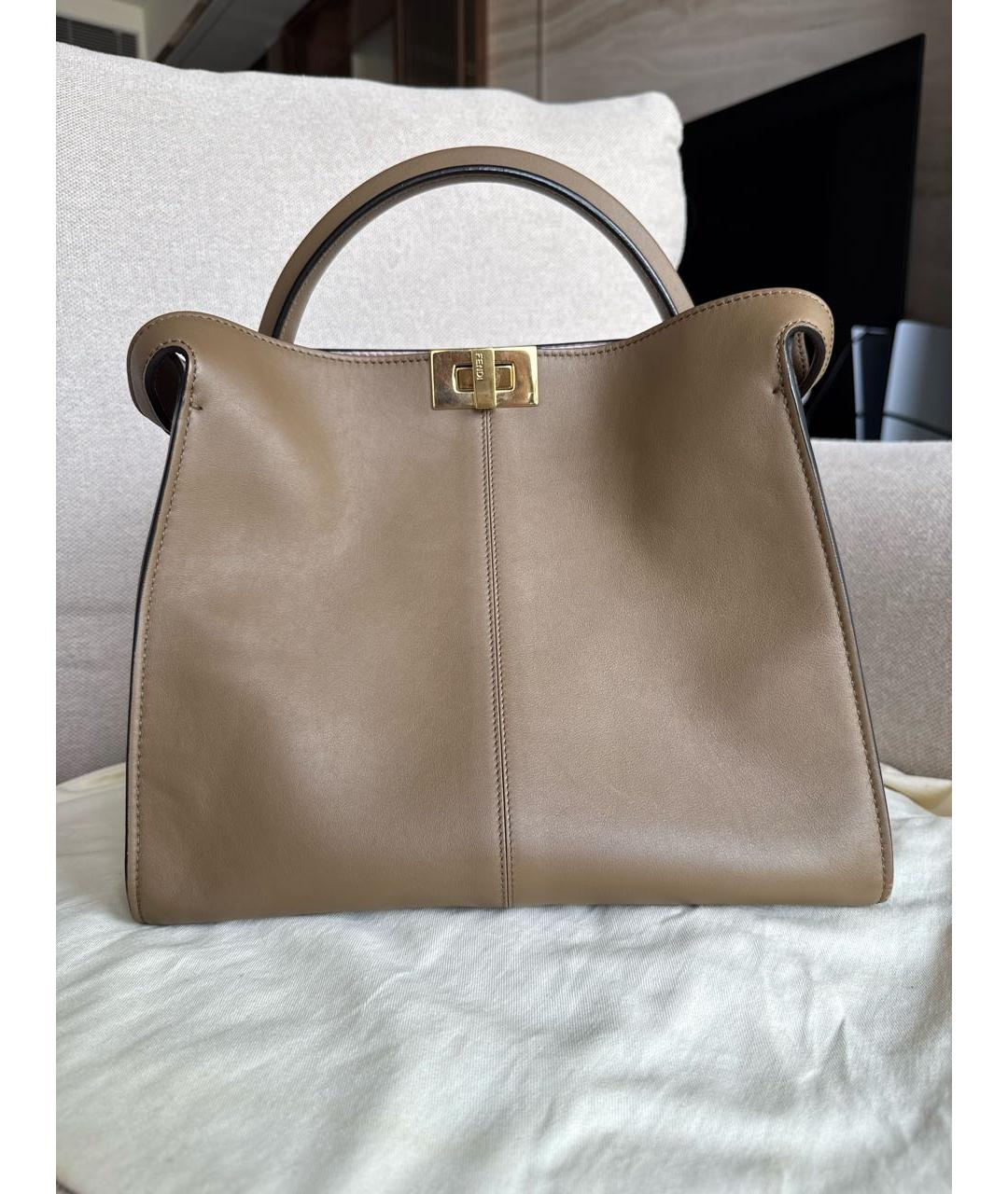 FENDI Коричневая кожаная сумка тоут, фото 3