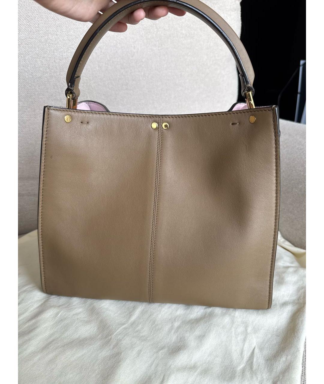 FENDI Коричневая кожаная сумка тоут, фото 5