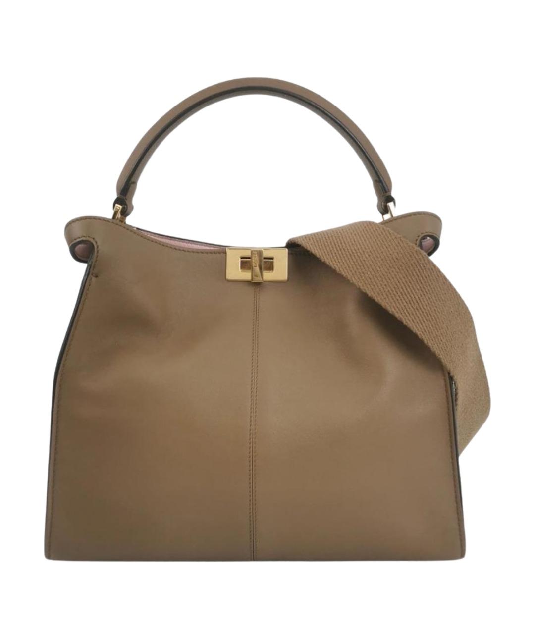 FENDI Коричневая кожаная сумка тоут, фото 1