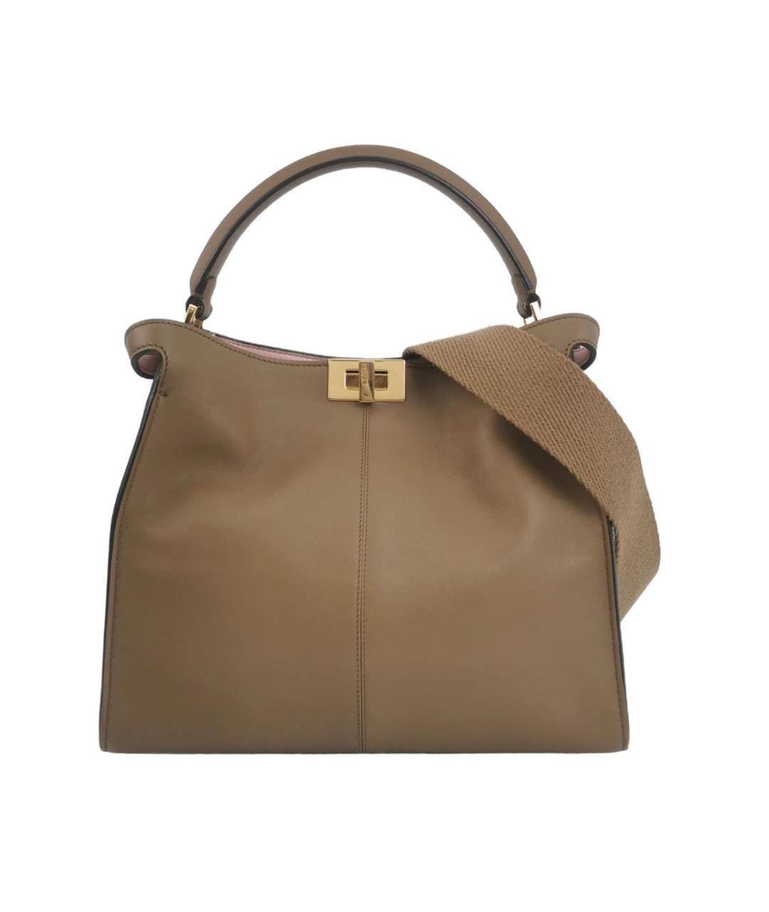 FENDI Коричневая кожаная сумка тоут, фото 9