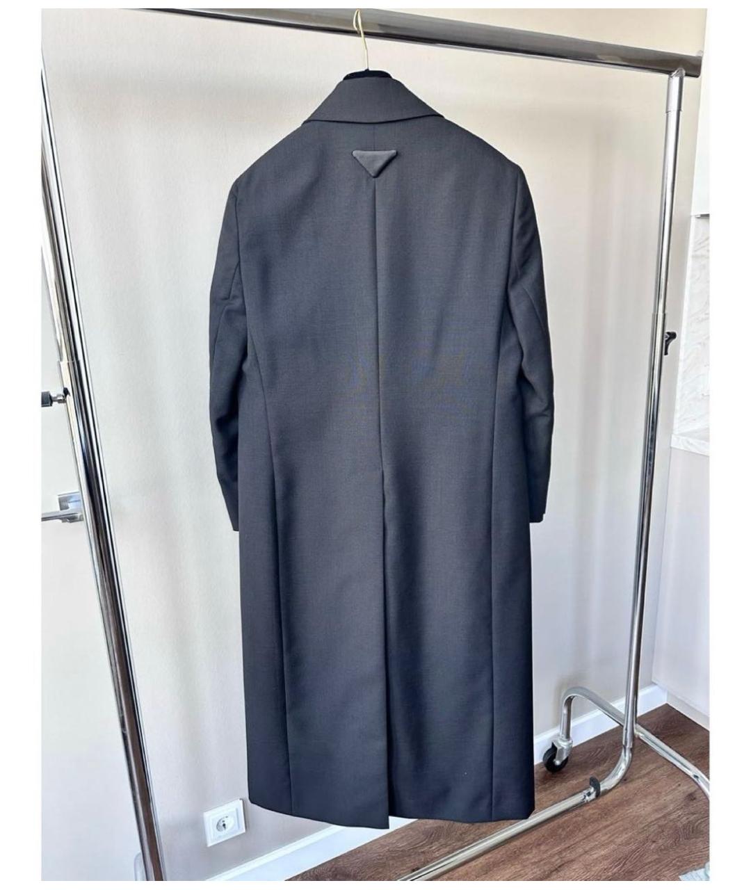 PRADA Черное шерстяное пальто, фото 3
