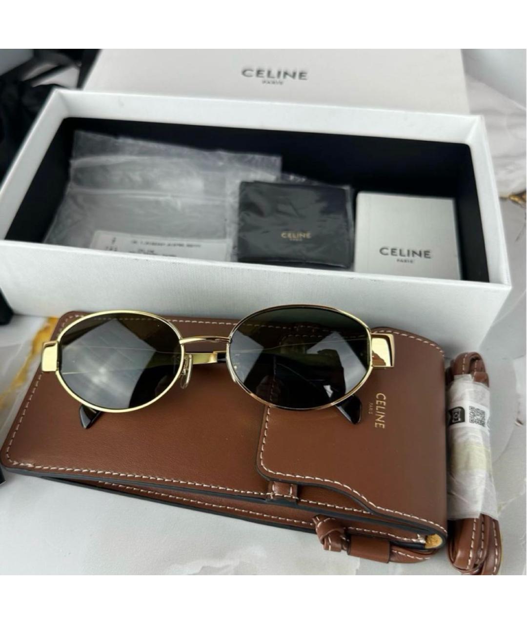 CELINE Золотые металлические солнцезащитные очки, фото 4