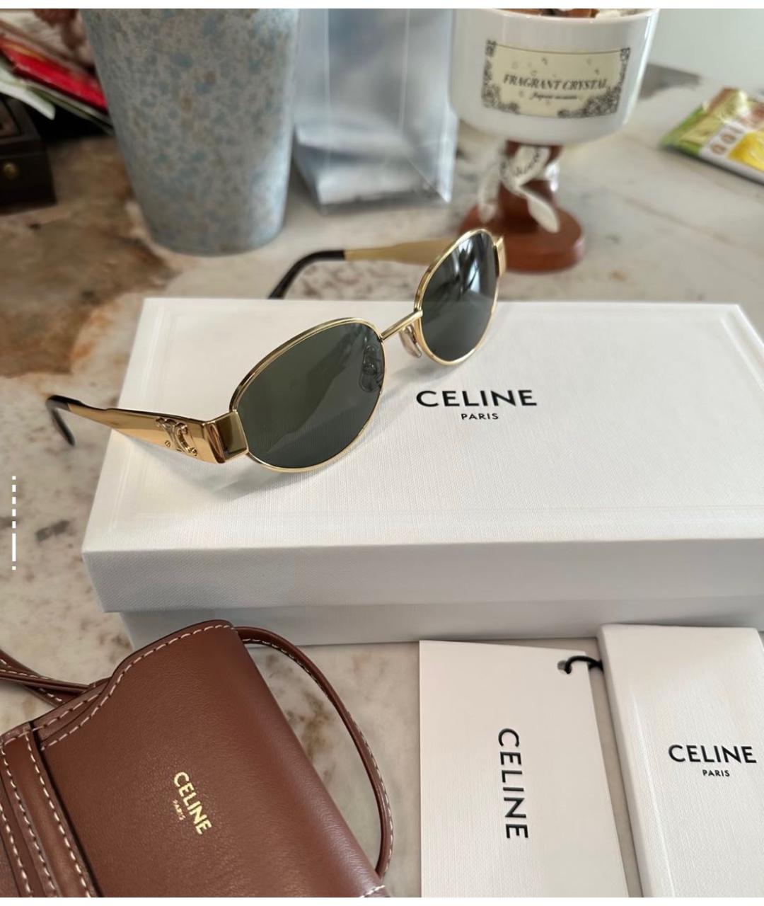 CELINE Золотые металлические солнцезащитные очки, фото 5