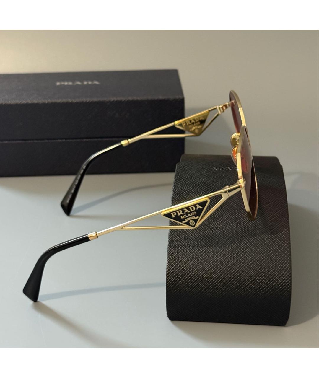 PRADA Розовые металлические солнцезащитные очки, фото 4