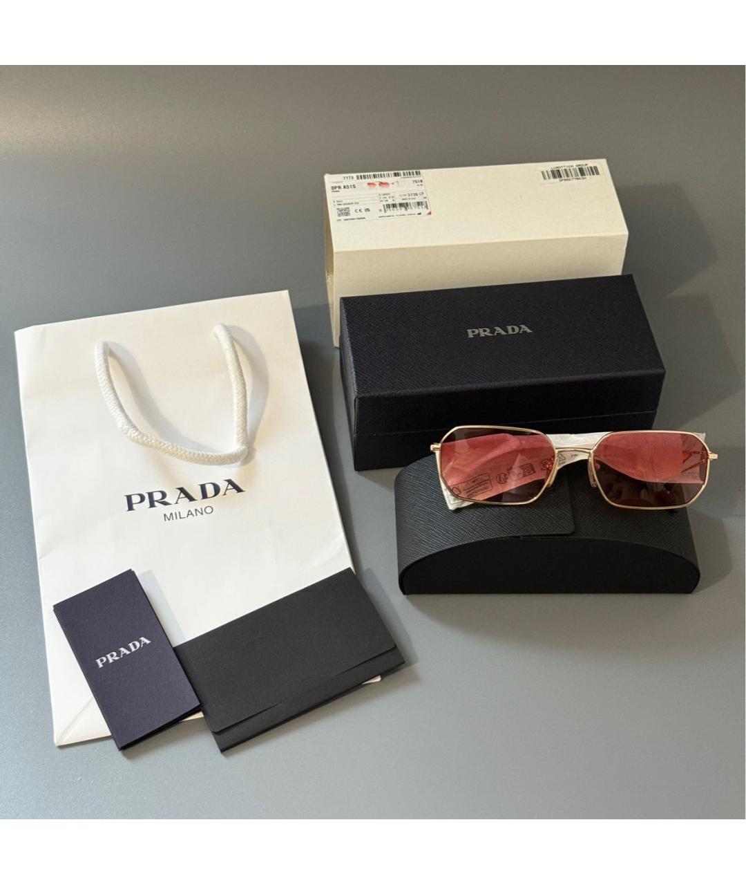 PRADA Розовые металлические солнцезащитные очки, фото 5