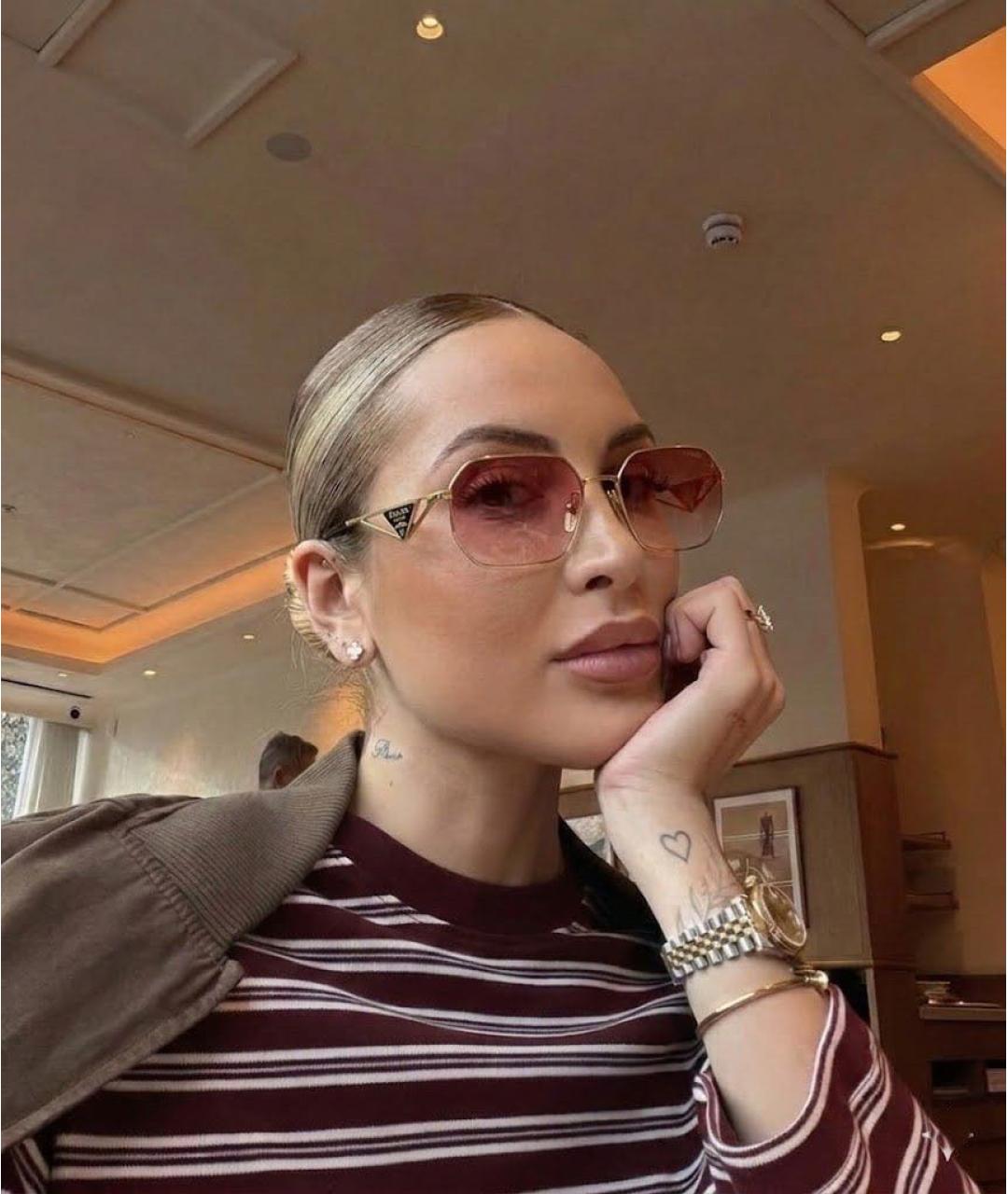 PRADA Розовые металлические солнцезащитные очки, фото 3