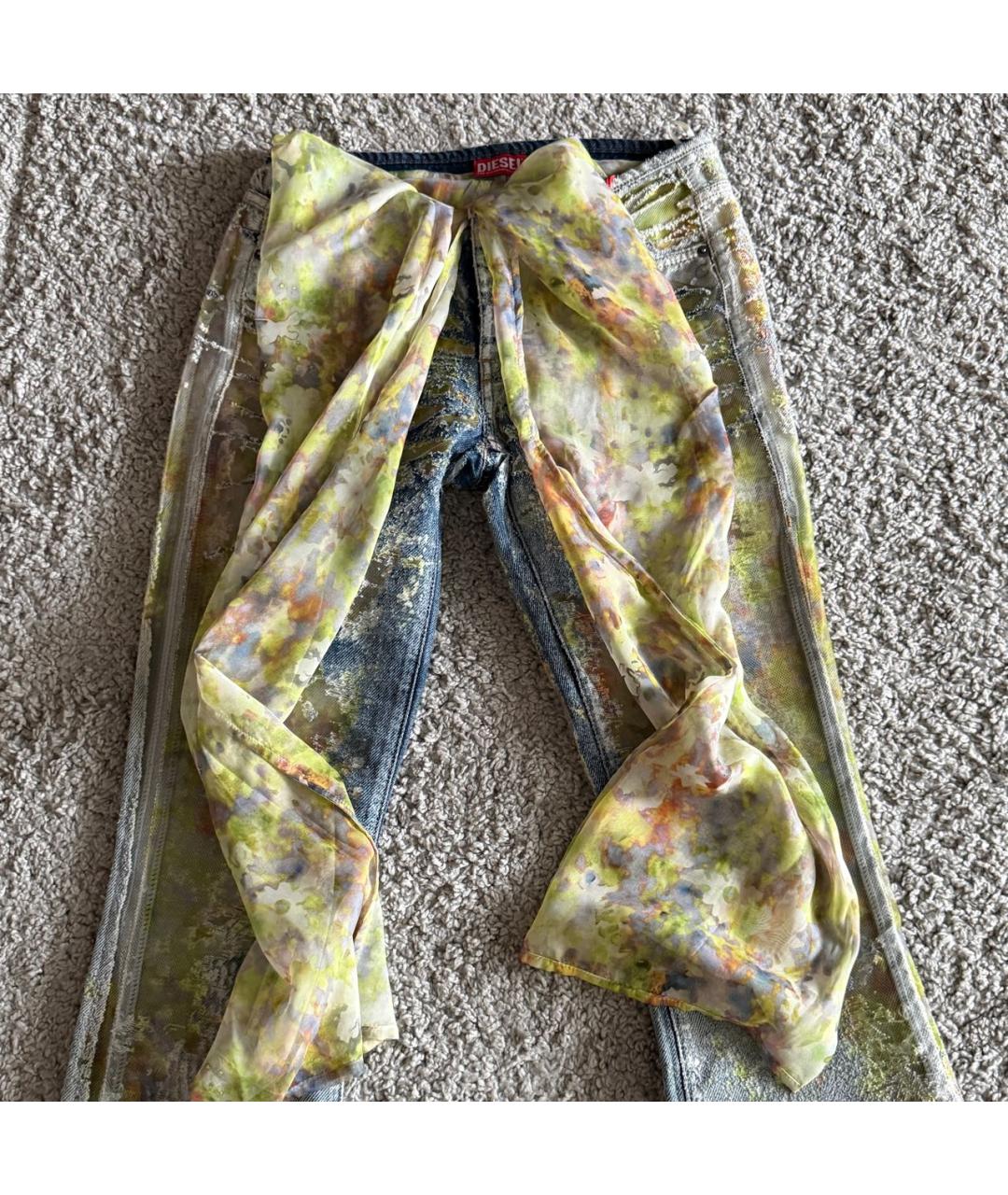 DIESEL Голубые хлопковые джинсы клеш, фото 7