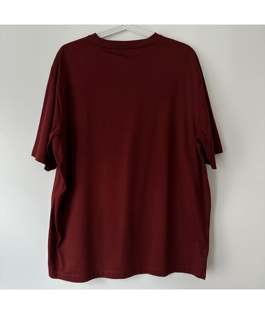 HERMES Бордовая хлопковая футболка, фото 3