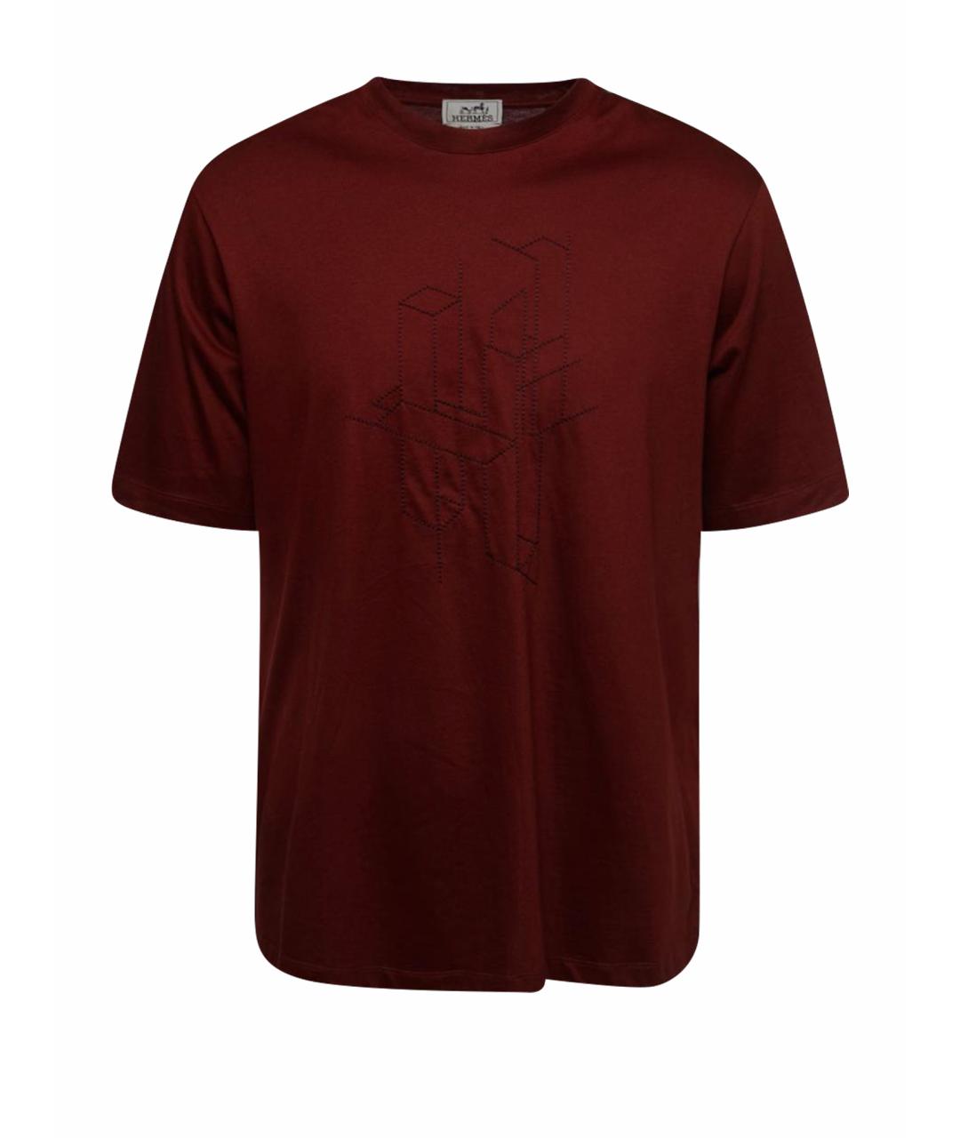 HERMES Бордовая хлопковая футболка, фото 1