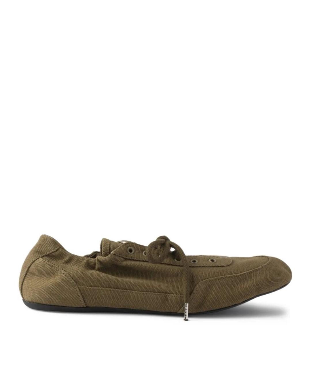 PRADA Зеленые текстильные кроссовки, фото 1