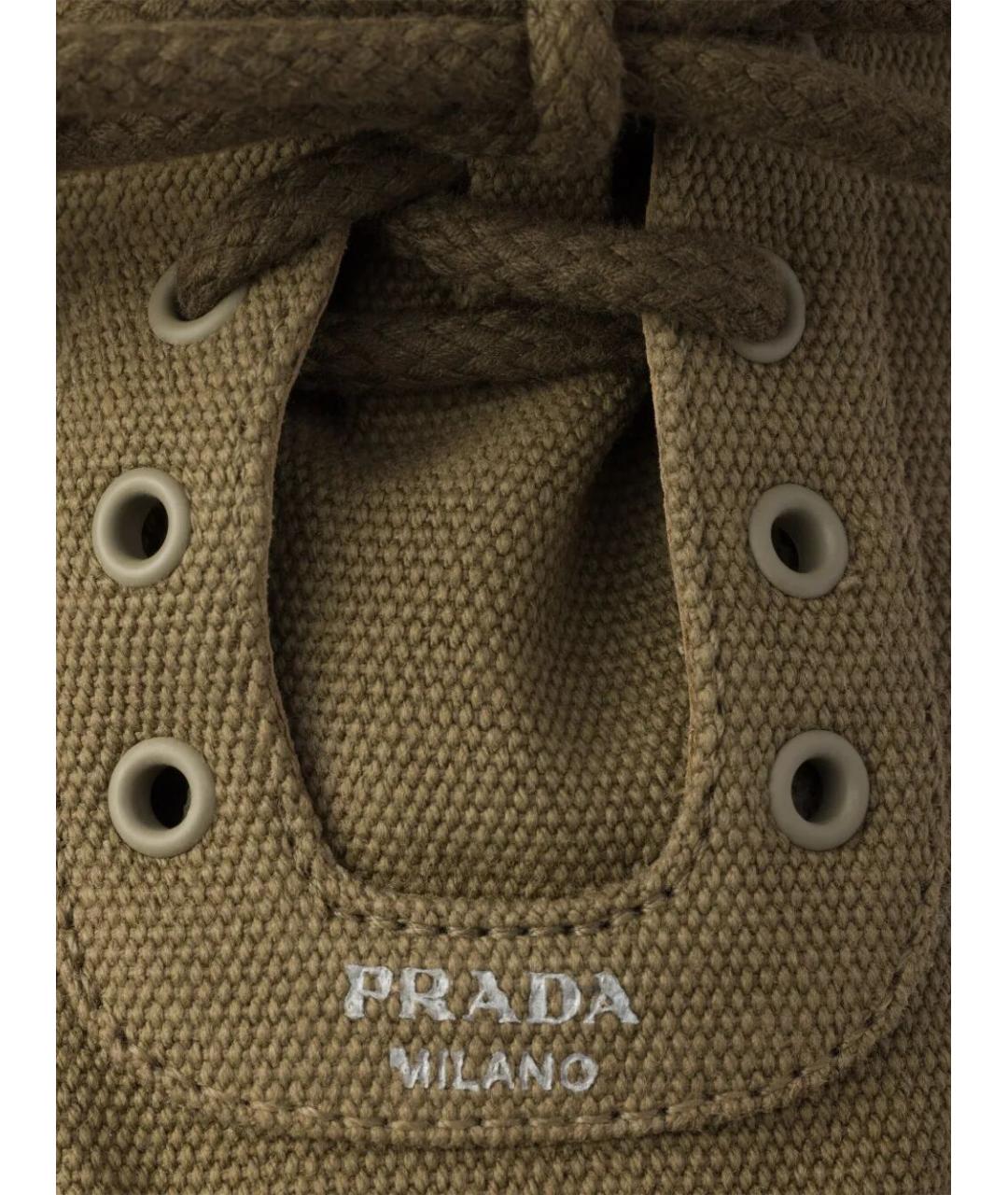 PRADA Зеленые текстильные кроссовки, фото 5