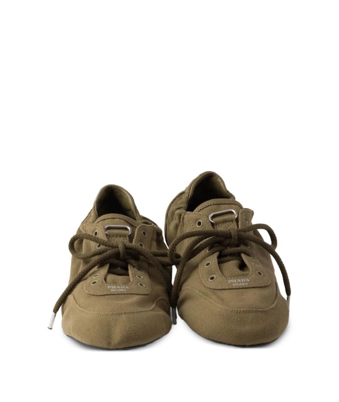 PRADA Зеленые текстильные кроссовки, фото 3