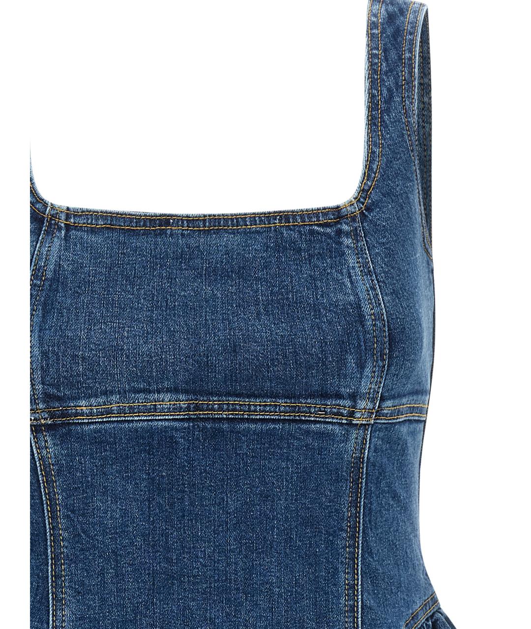 SELF-PORTRAIT Синее хлопковое повседневное платье, фото 2