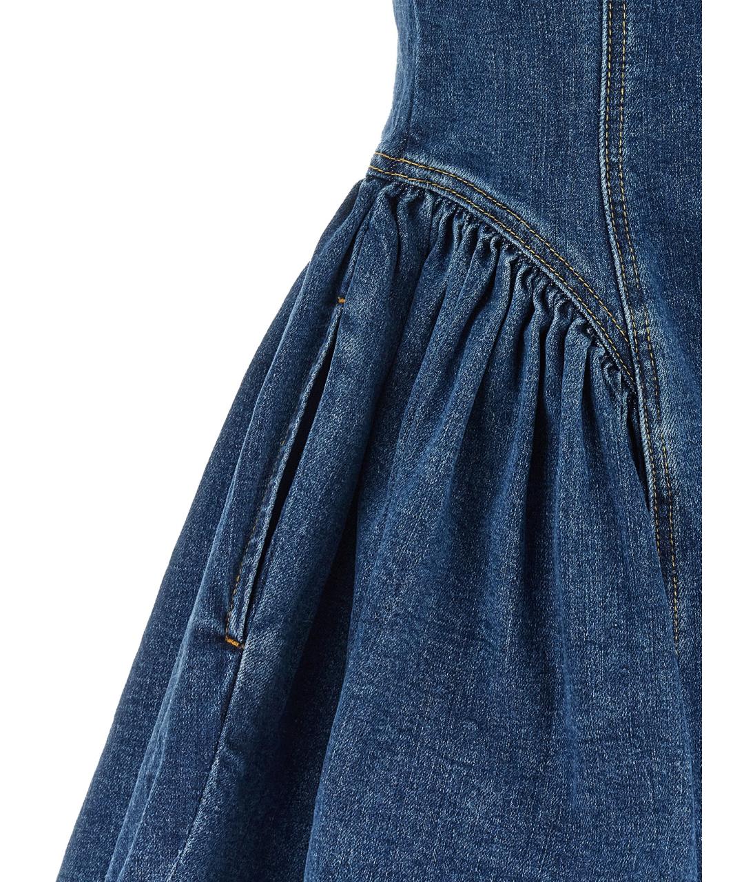 SELF-PORTRAIT Синее хлопковое повседневное платье, фото 3