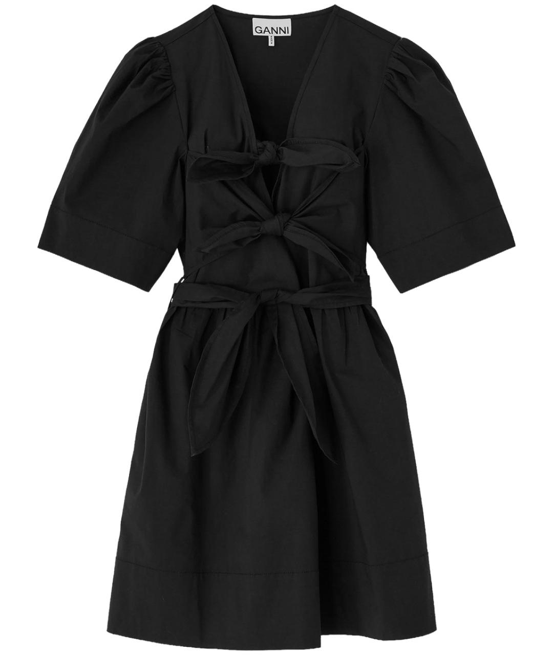 GANNI Черное хлопковое повседневное платье, фото 1
