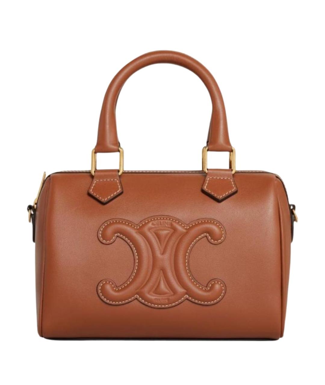 CELINE Коричневая кожаная сумка с короткими ручками, фото 1