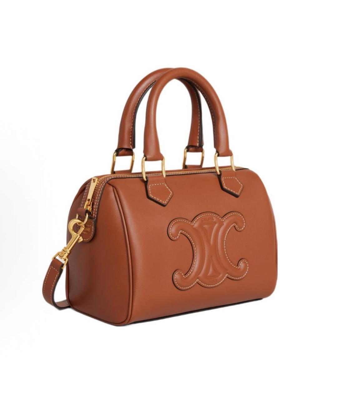 CELINE Коричневая кожаная сумка с короткими ручками, фото 2