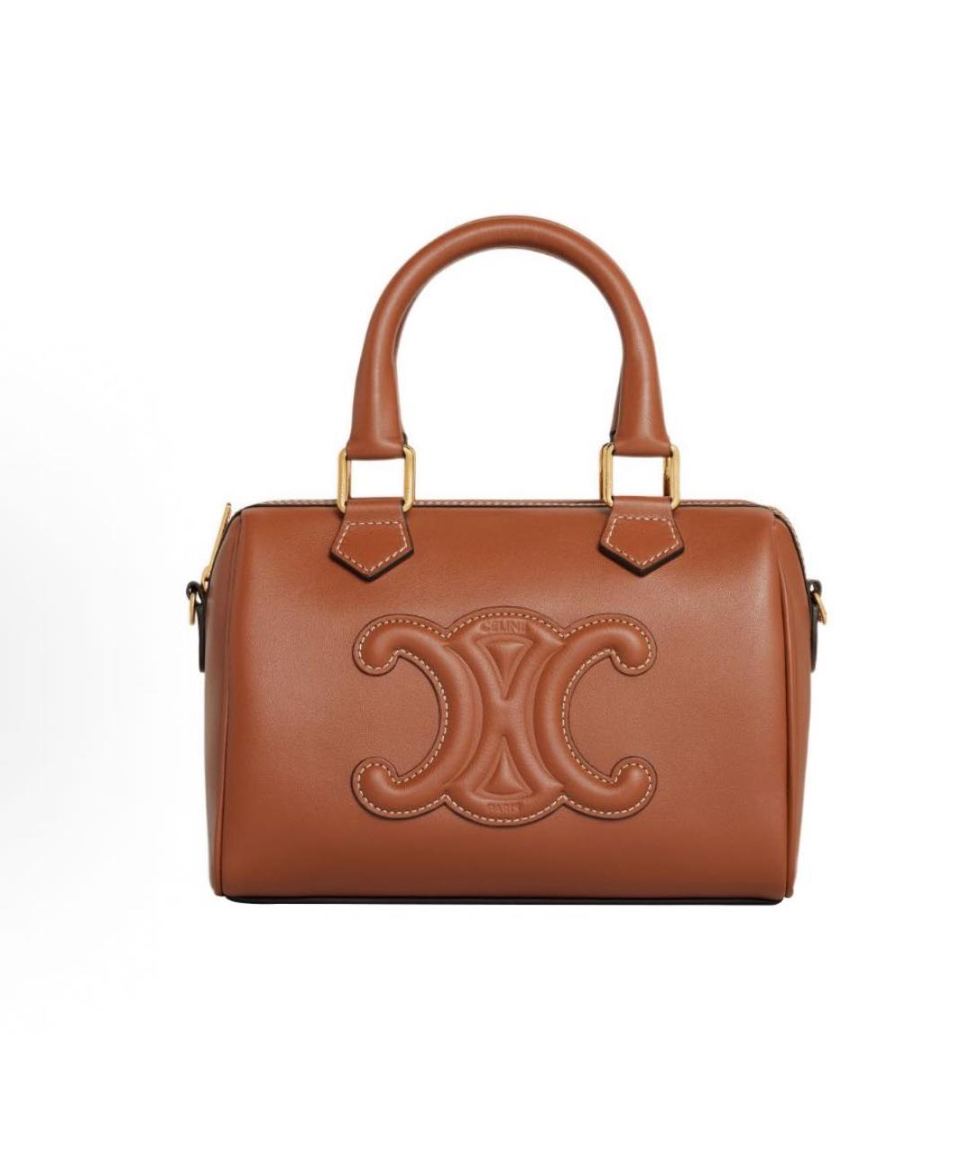 CELINE Коричневая кожаная сумка с короткими ручками, фото 9