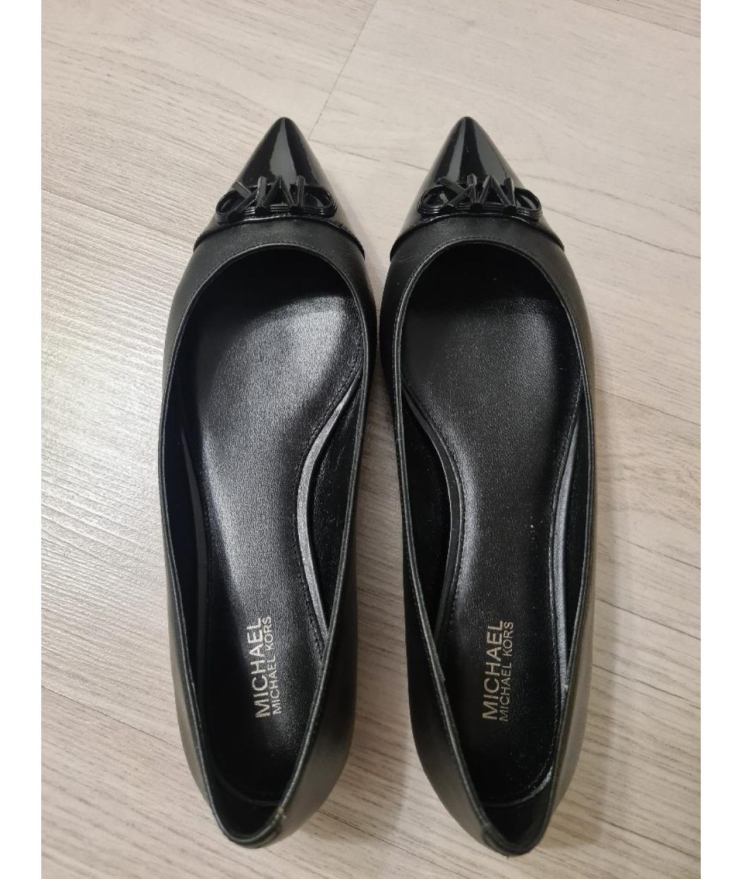 MICHAEL KORS Черные кожаные балетки, фото 3
