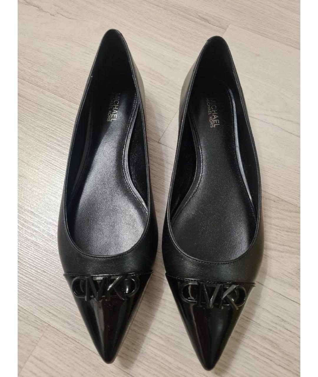 MICHAEL KORS Черные кожаные балетки, фото 2