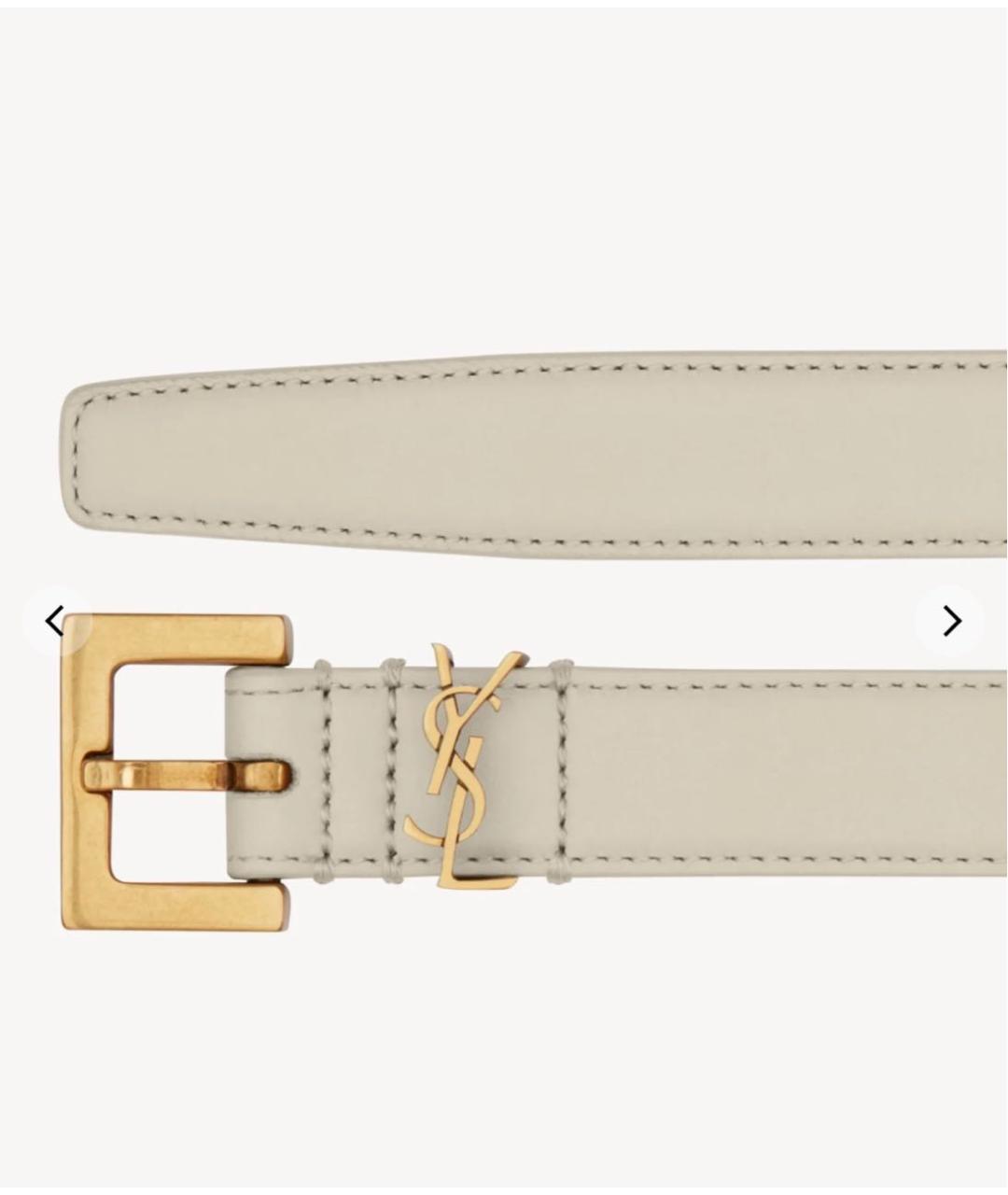 SAINT LAURENT Бежевый кожаный ремень, фото 3