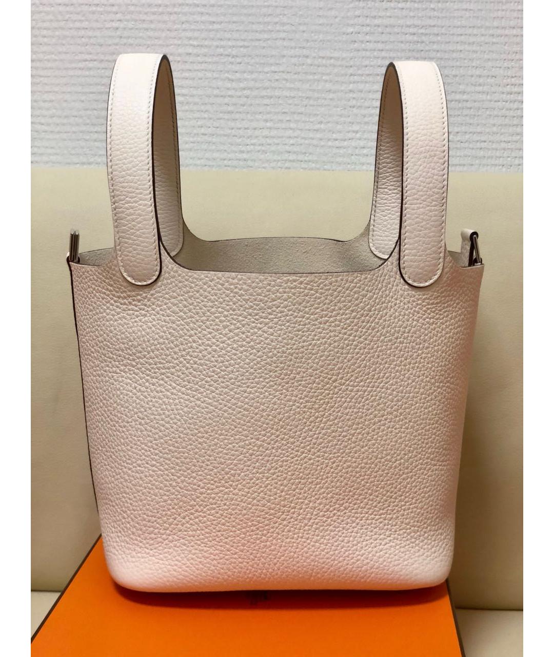 HERMES Белая кожаная сумка с короткими ручками, фото 3