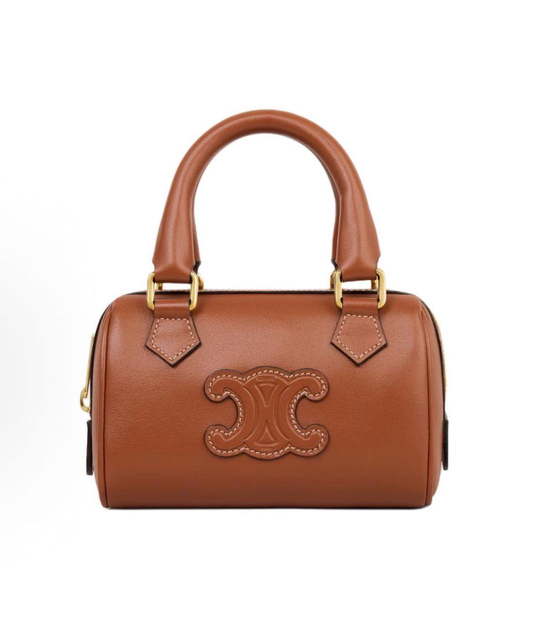 CELINE Коричневая кожаная сумка с короткими ручками, фото 9