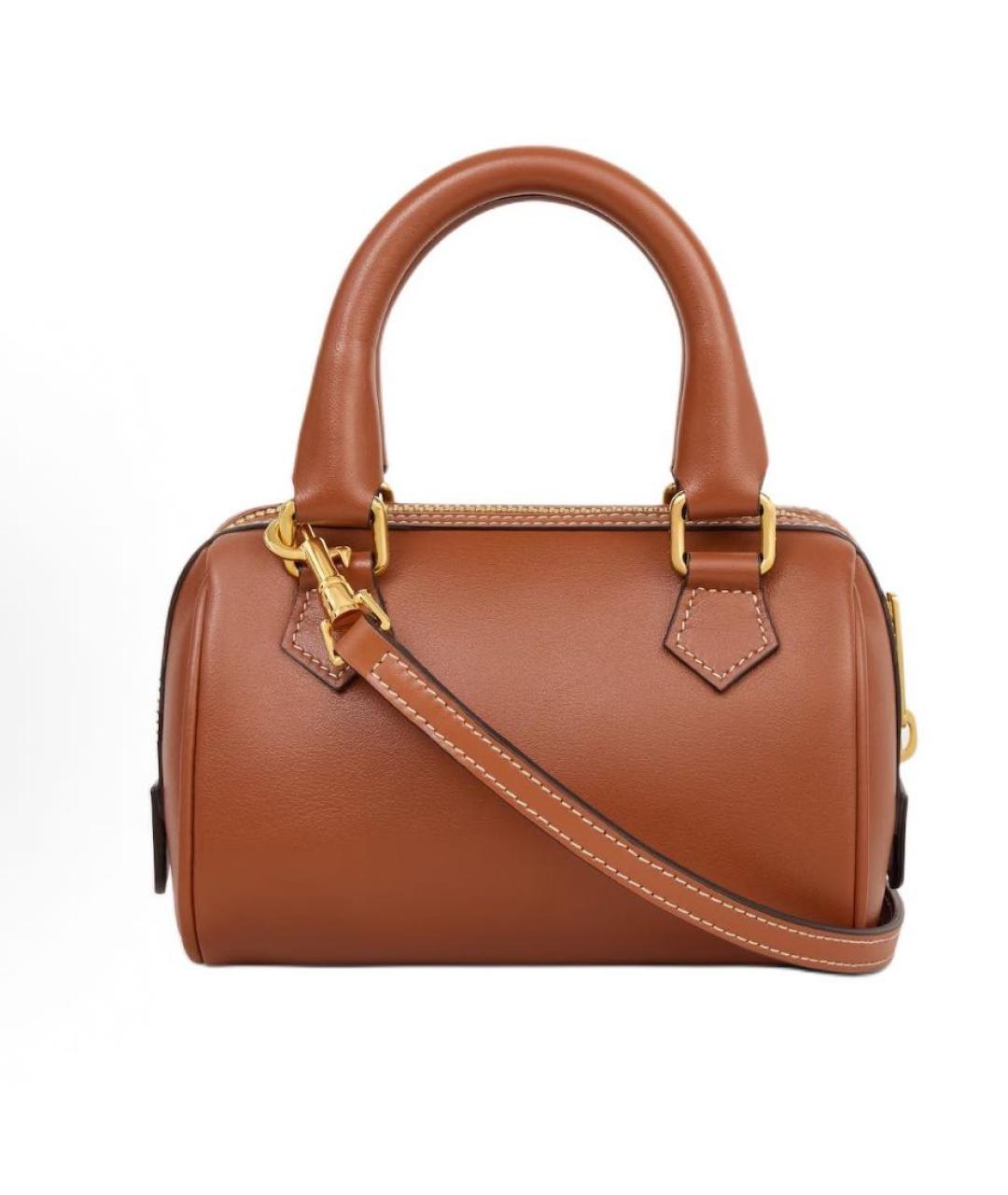 CELINE Коричневая кожаная сумка с короткими ручками, фото 3