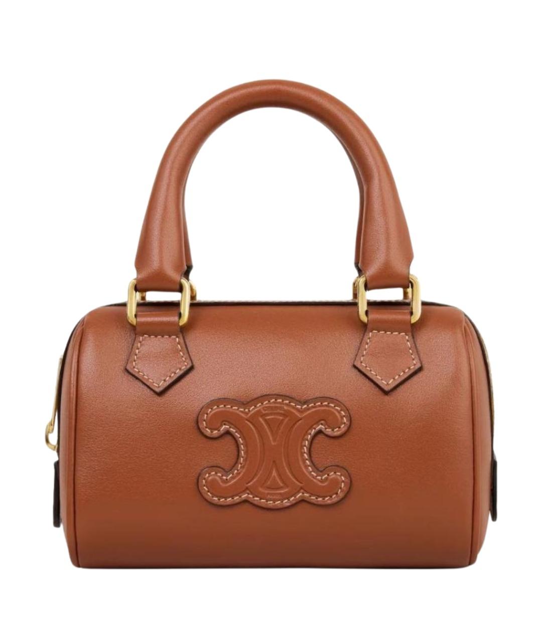 CELINE Коричневая кожаная сумка с короткими ручками, фото 1