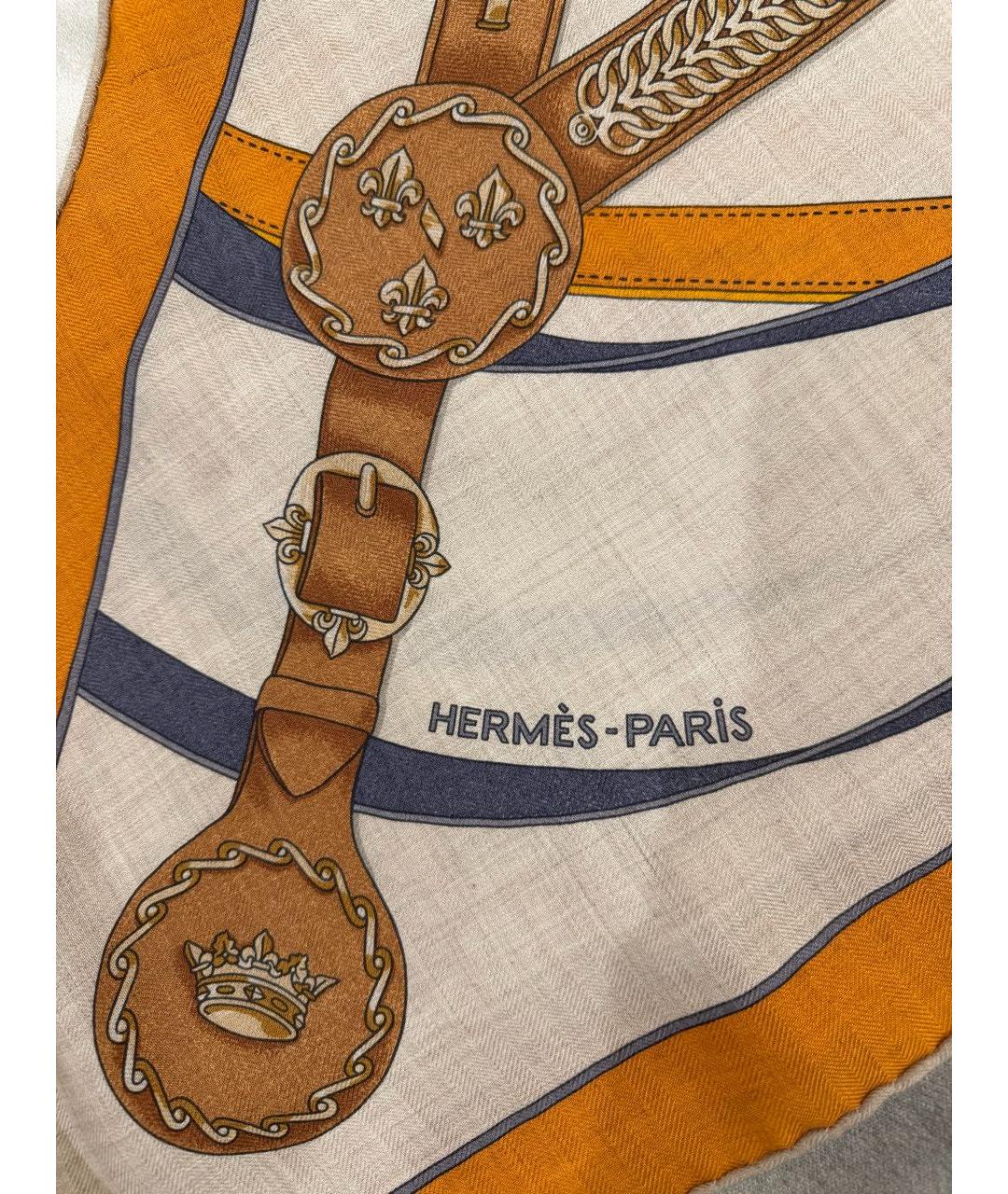 HERMES Оранжевый кашемировый платок, фото 3