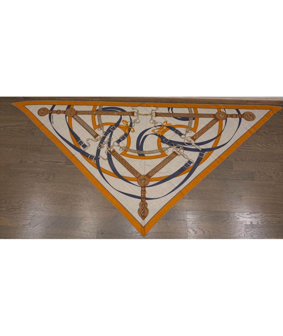 HERMES Оранжевый кашемировый платок, фото 8