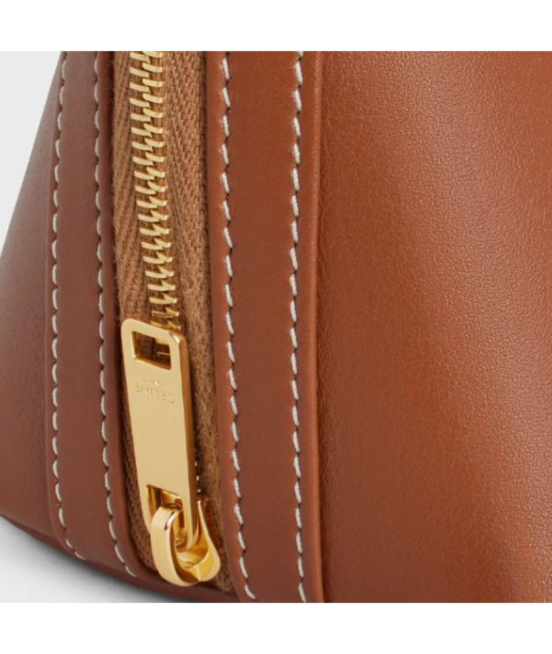 CELINE Коричневая кожаная сумка через плечо, фото 4