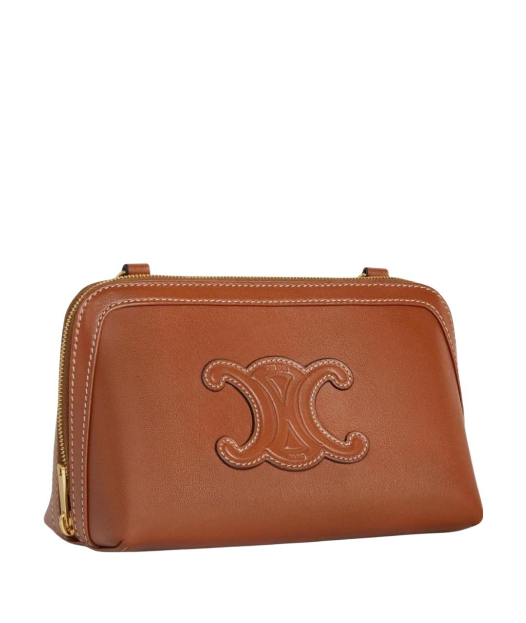 CELINE Коричневая кожаная сумка через плечо, фото 1