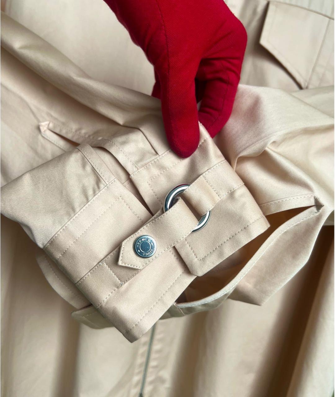 HERMES Бежевая хлопковая рубашка, фото 4