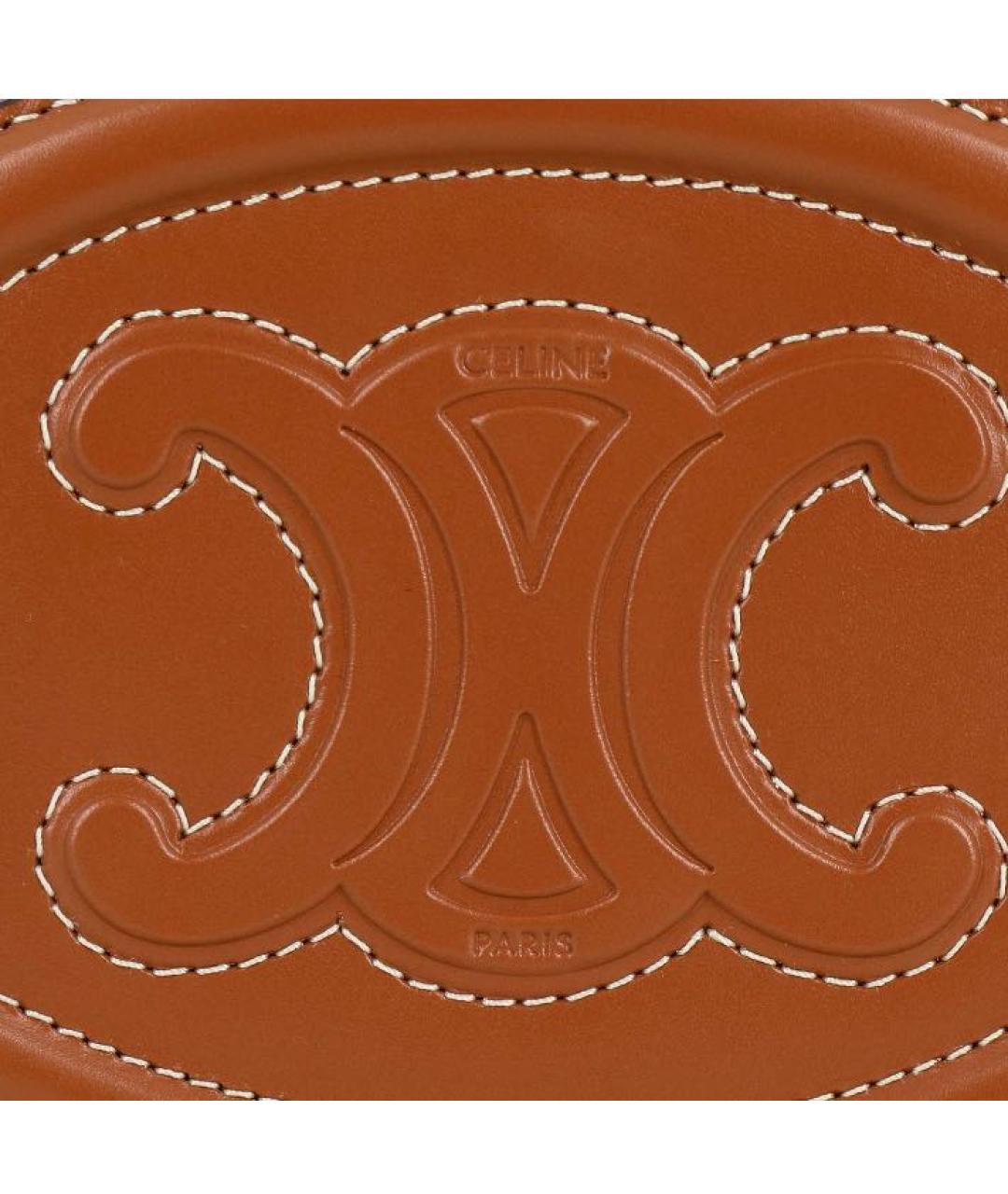 CELINE Коричневая кожаная сумка с короткими ручками, фото 5