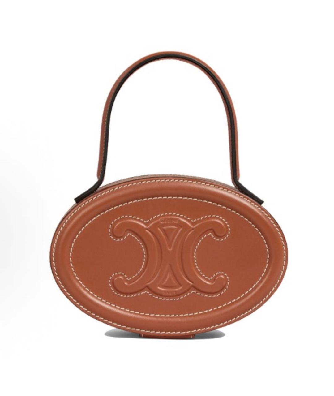 CELINE Коричневая кожаная сумка с короткими ручками, фото 9