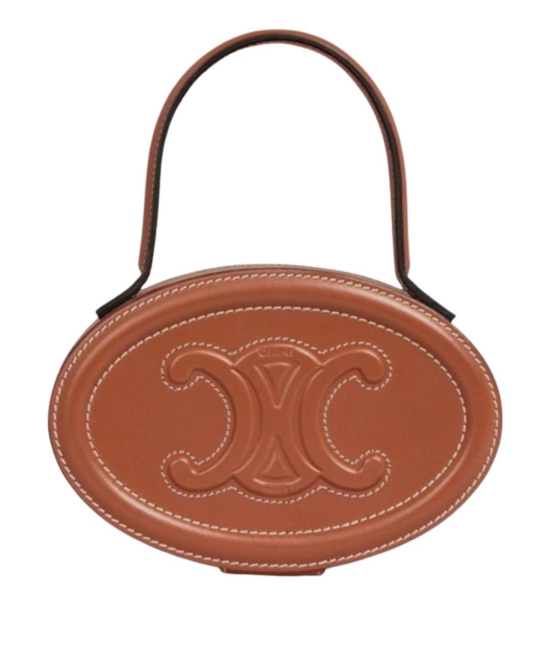 CELINE Коричневая кожаная сумка с короткими ручками, фото 1