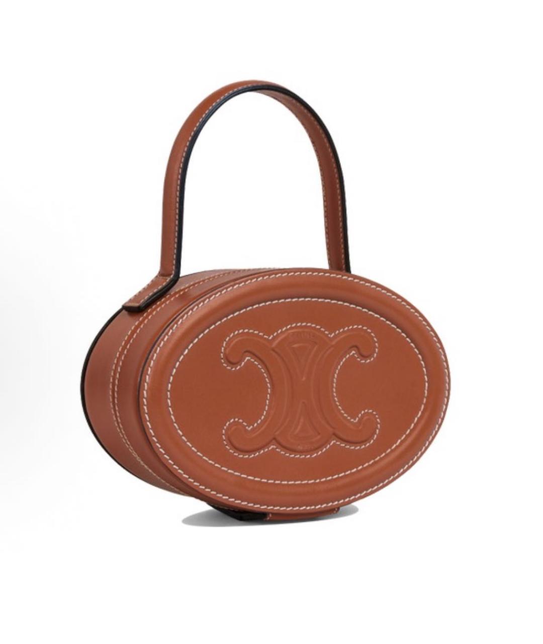 CELINE Коричневая кожаная сумка с короткими ручками, фото 2