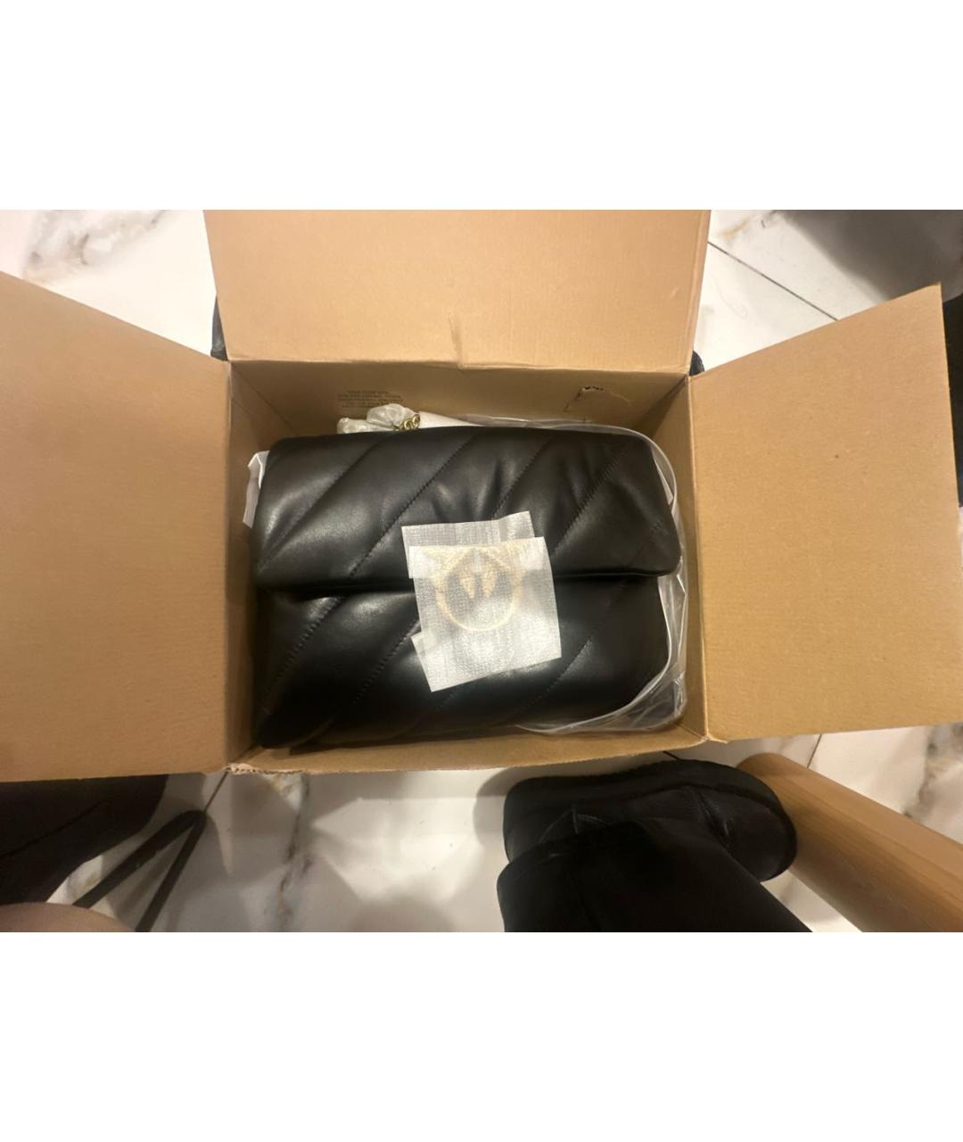 PINKO Черная кожаная сумка тоут, фото 4