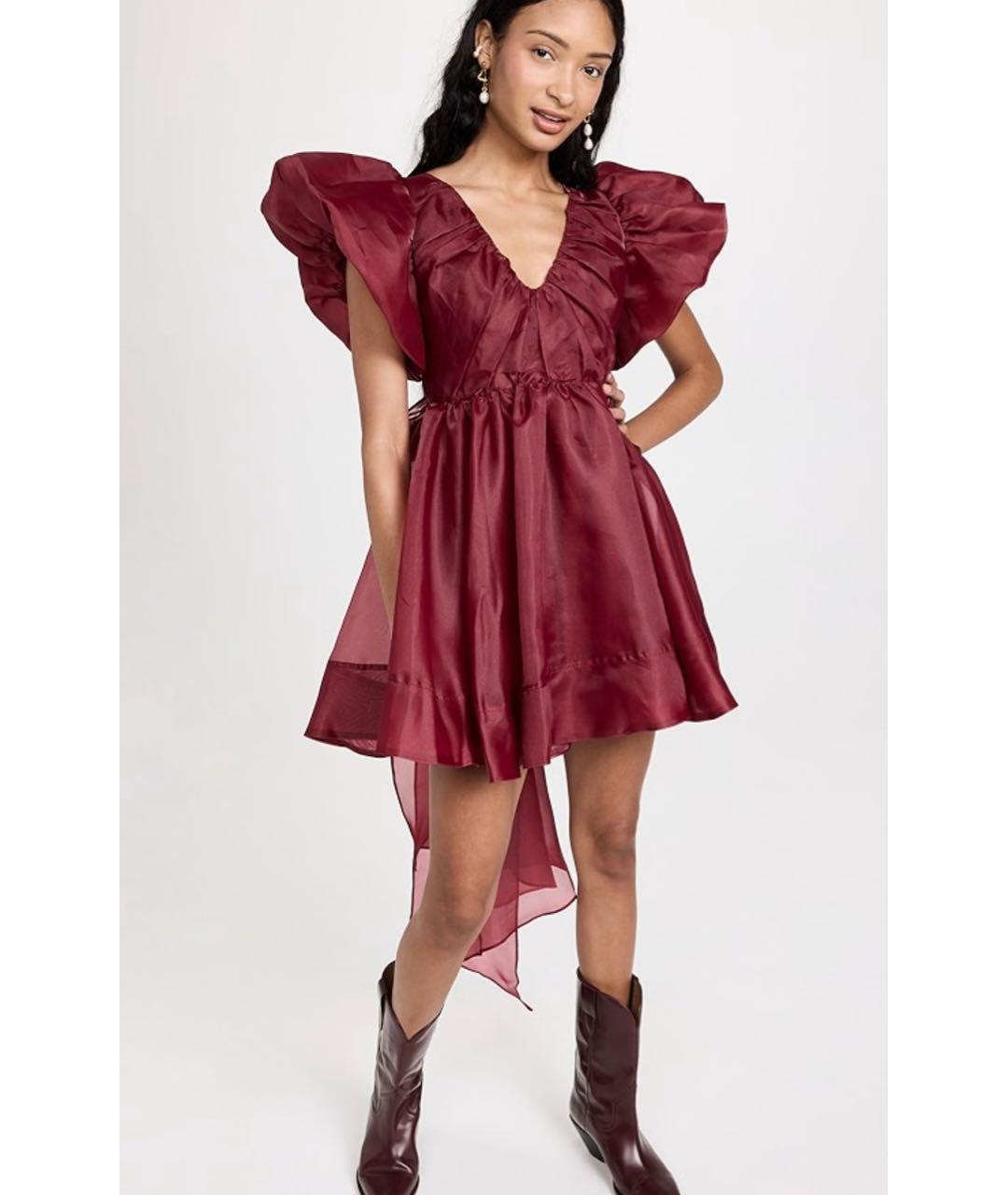 AJE Бордовое коктейльное платье, фото 4