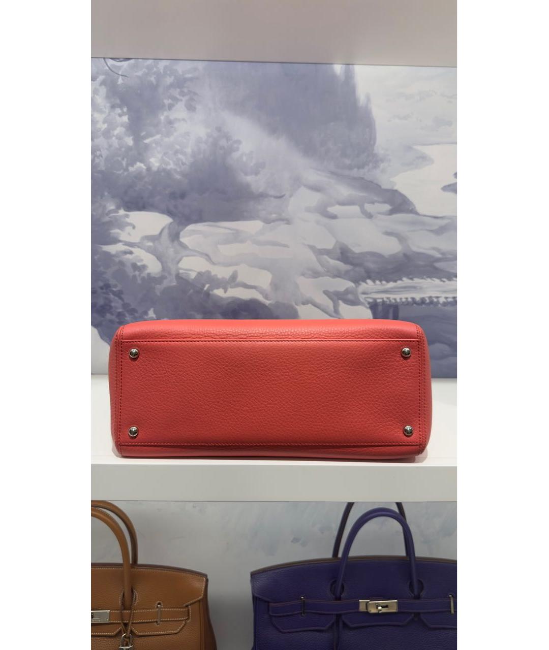 CHANEL Коралловая кожаная сумка с короткими ручками, фото 5