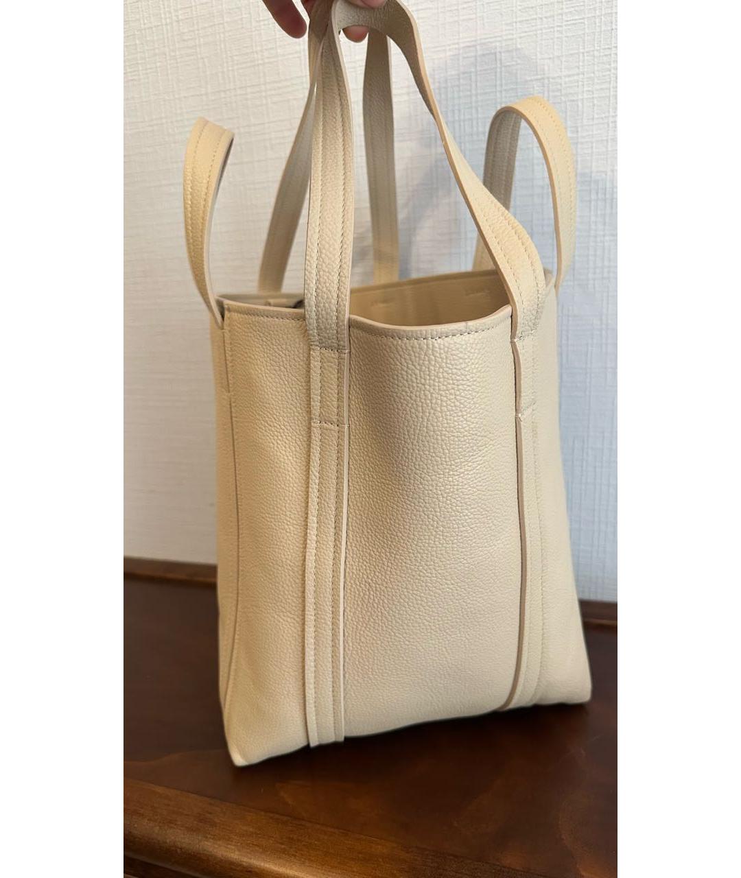 BALENCIAGA Бежевая кожаная сумка тоут, фото 2
